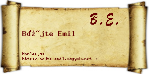 Böjte Emil névjegykártya